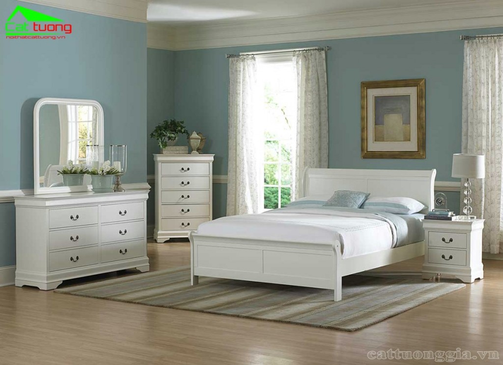 Động lòng với thiết kế giường ngủ màu trắng tuyệt đẹp