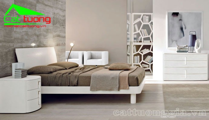 Động lòng với thiết kế giường ngủ màu trắng tuyệt đẹp