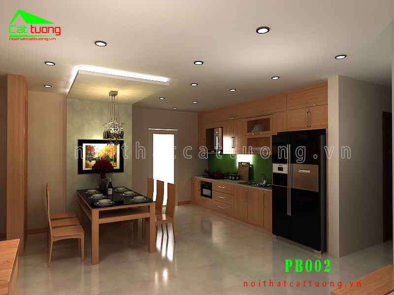 thiết kế nội thất phòng bếp hiện đại PB003