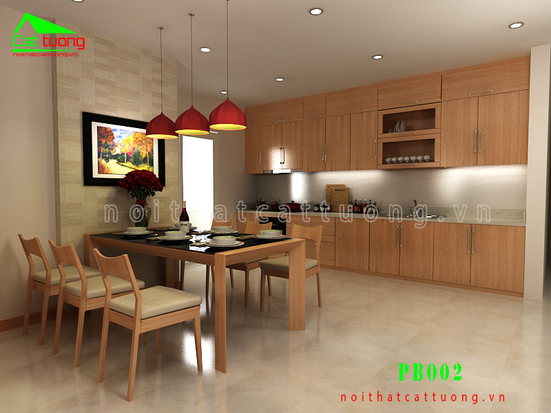 thiết kế nội thất phòng bếp đẹp PB002
