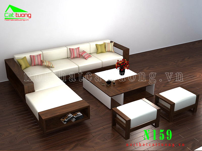 Sofa gỗ óc chó N159 sang trọng