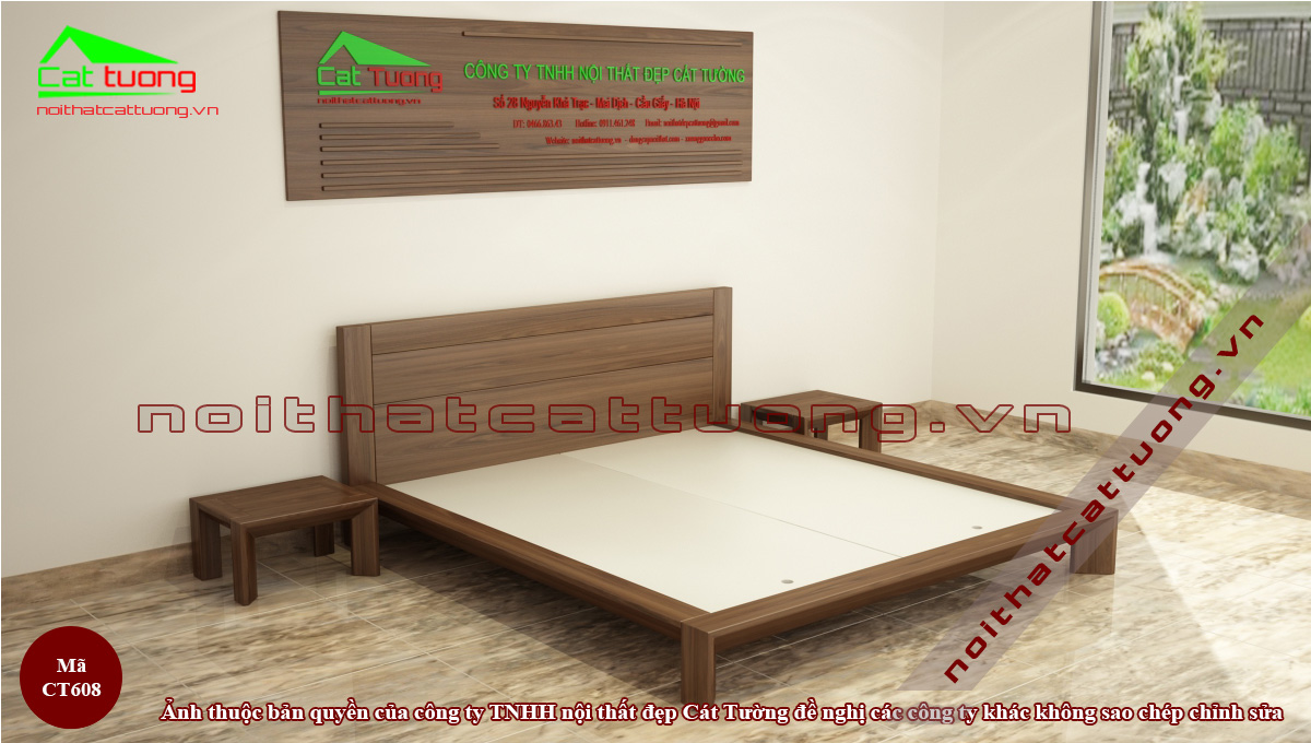 giường ngủ gỗ óc chó CT608 đơn giản