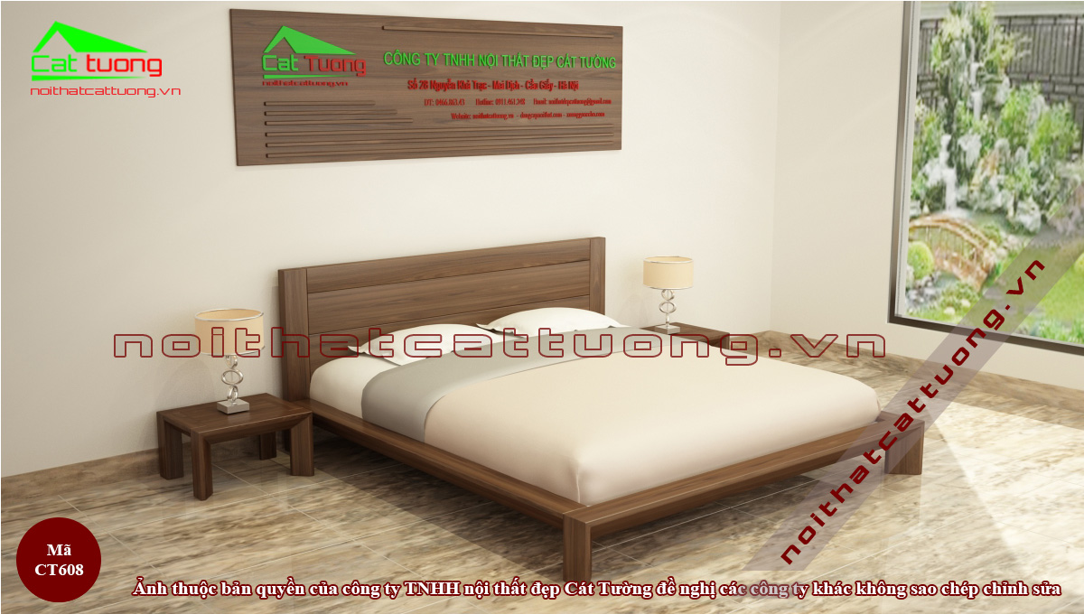 giường ngủ gỗ óc chó CT608 thiết kế