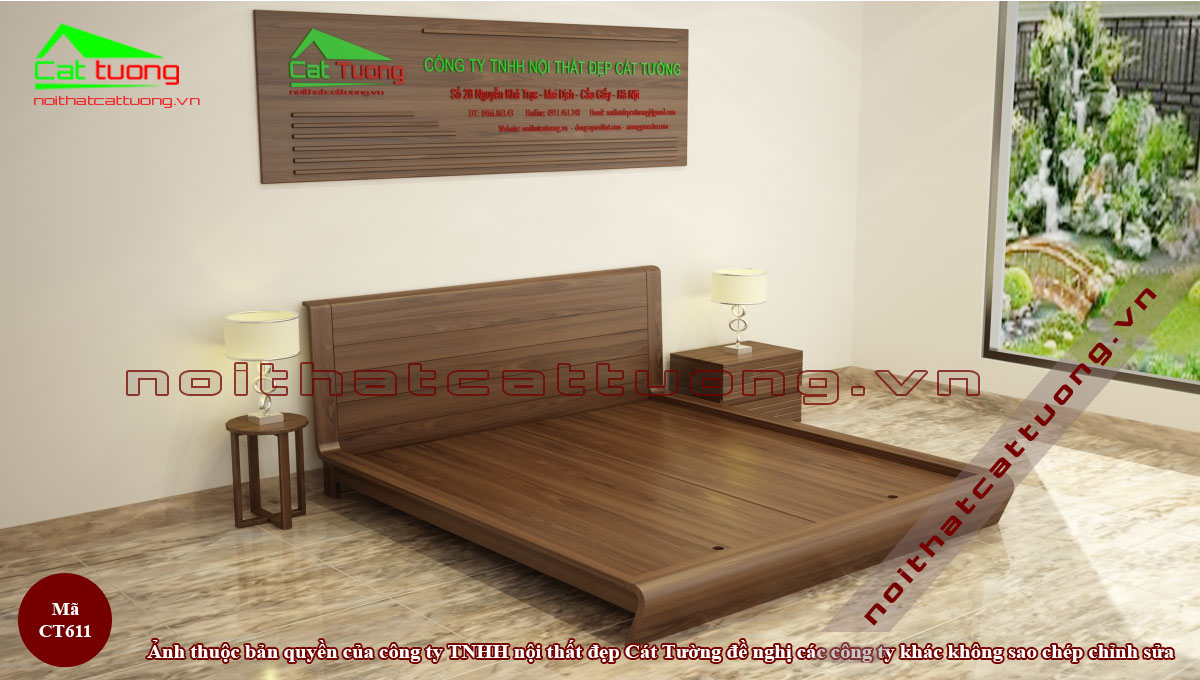Giường ngủ gỗ óc chó CT611 chất lượng