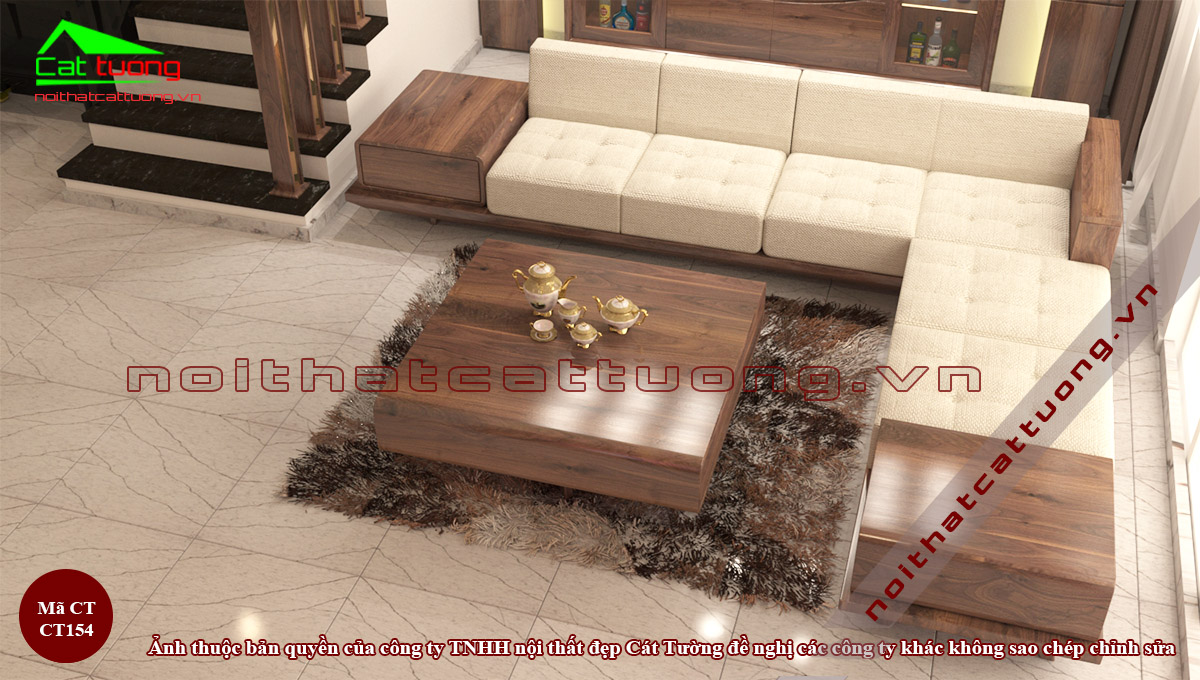Sofa gỗ óc chó CT154 chất lượng