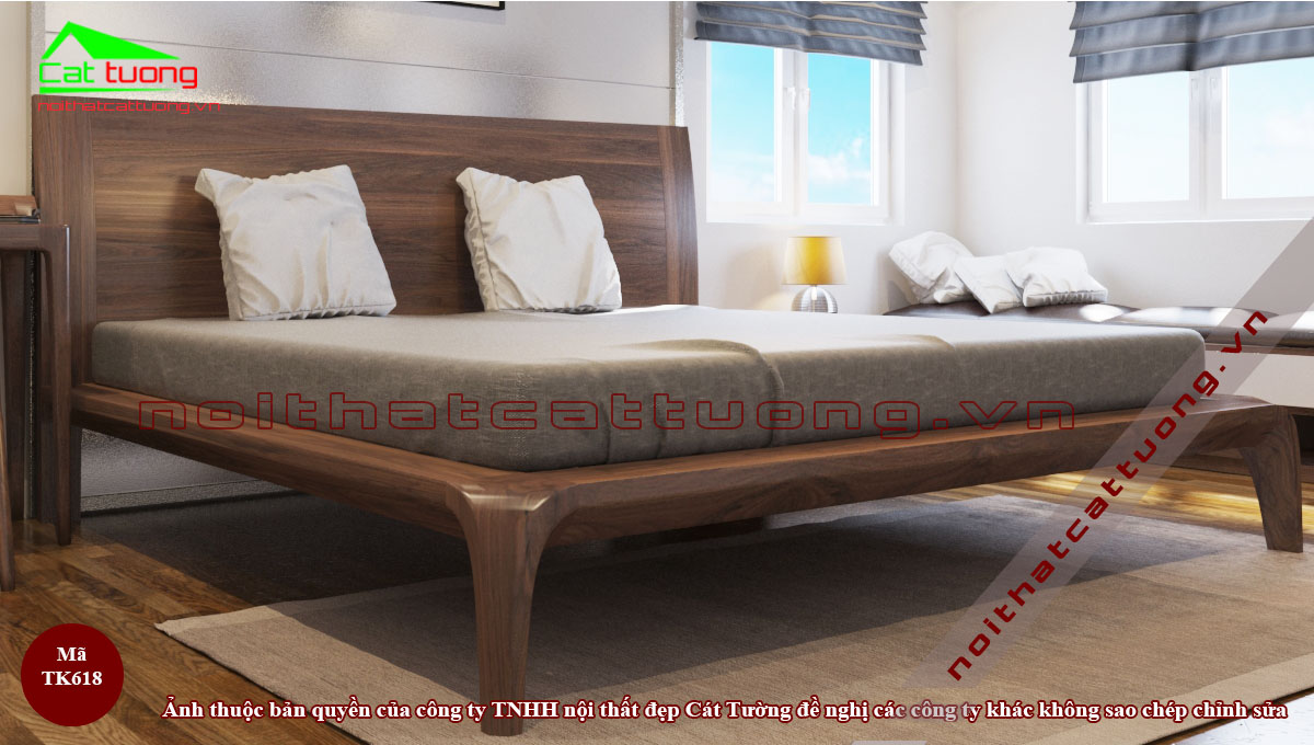 Giường ngủ gỗ óc chó ct618b2 hiện đại