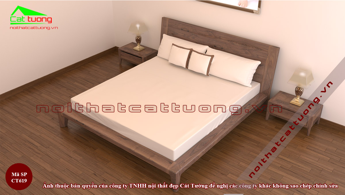 Giường ngủ gỗ óc chó ct619b2 cao cấp