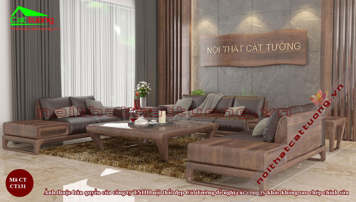 Thiết kế sofa gỗ óc chó CT131