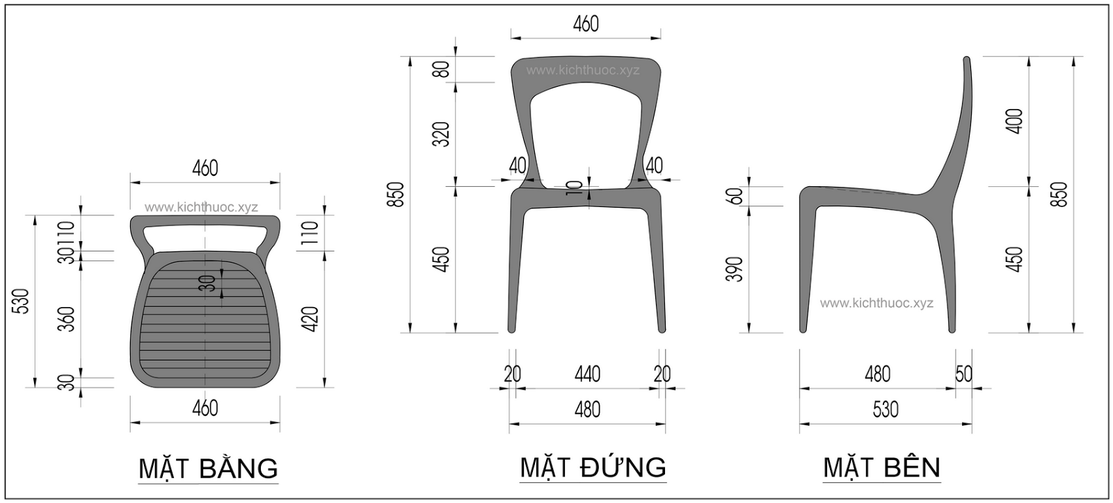 Kích thước bàn ghế ăn tiêu chuẩn chi tiết