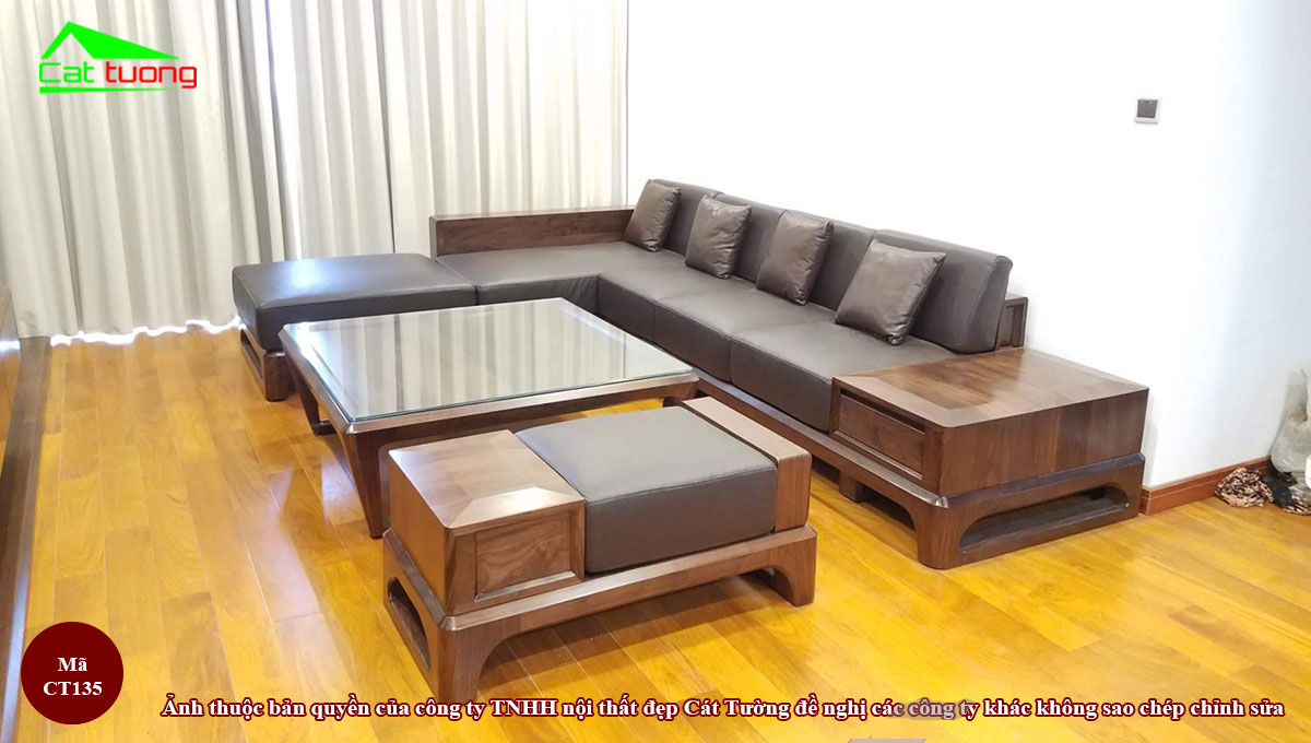Sofa gỗ óc chó CT135 2