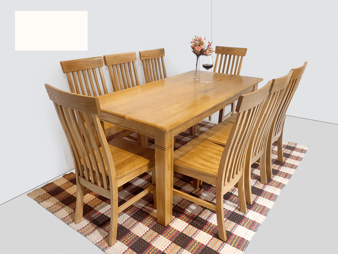 Bộ bàn ăn gỗ sồi 8 ghế hiện đại
