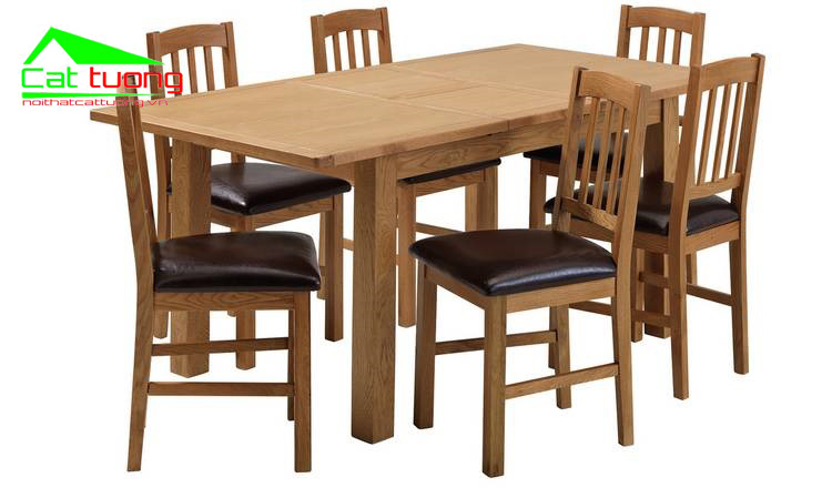 Bộ bàn ăn gỗ sồi nga 6 ghế