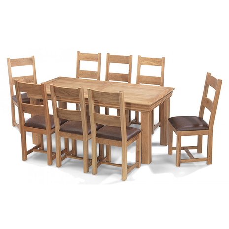 Mẫu bàn ăn gỗ sồi 8 ghế đơn giản