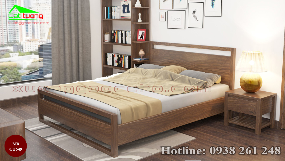 giường gỗ óc chó CT649