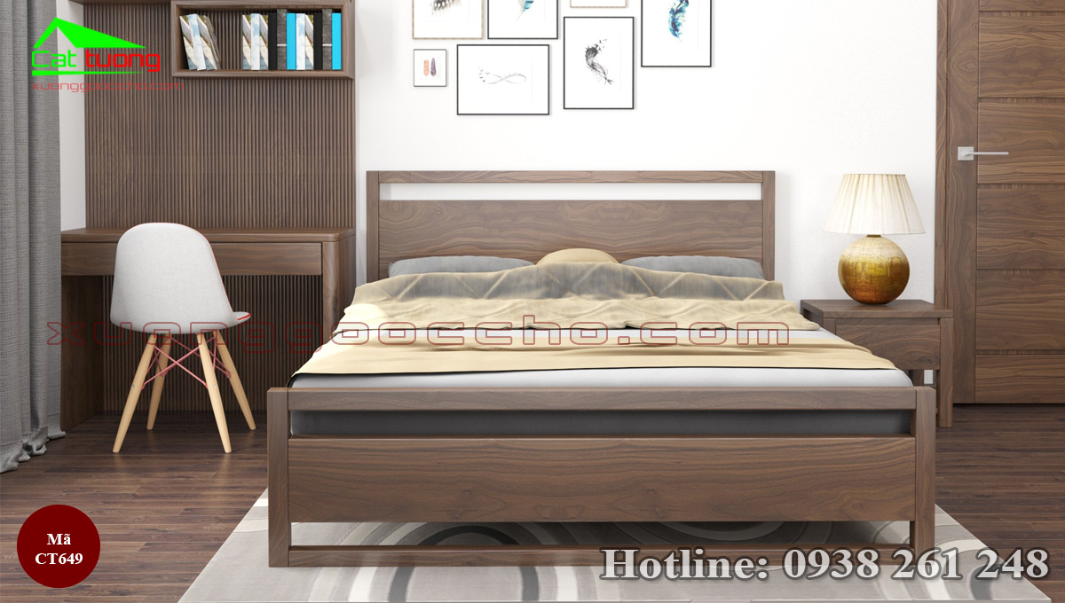 giường gỗ óc chó CT649b