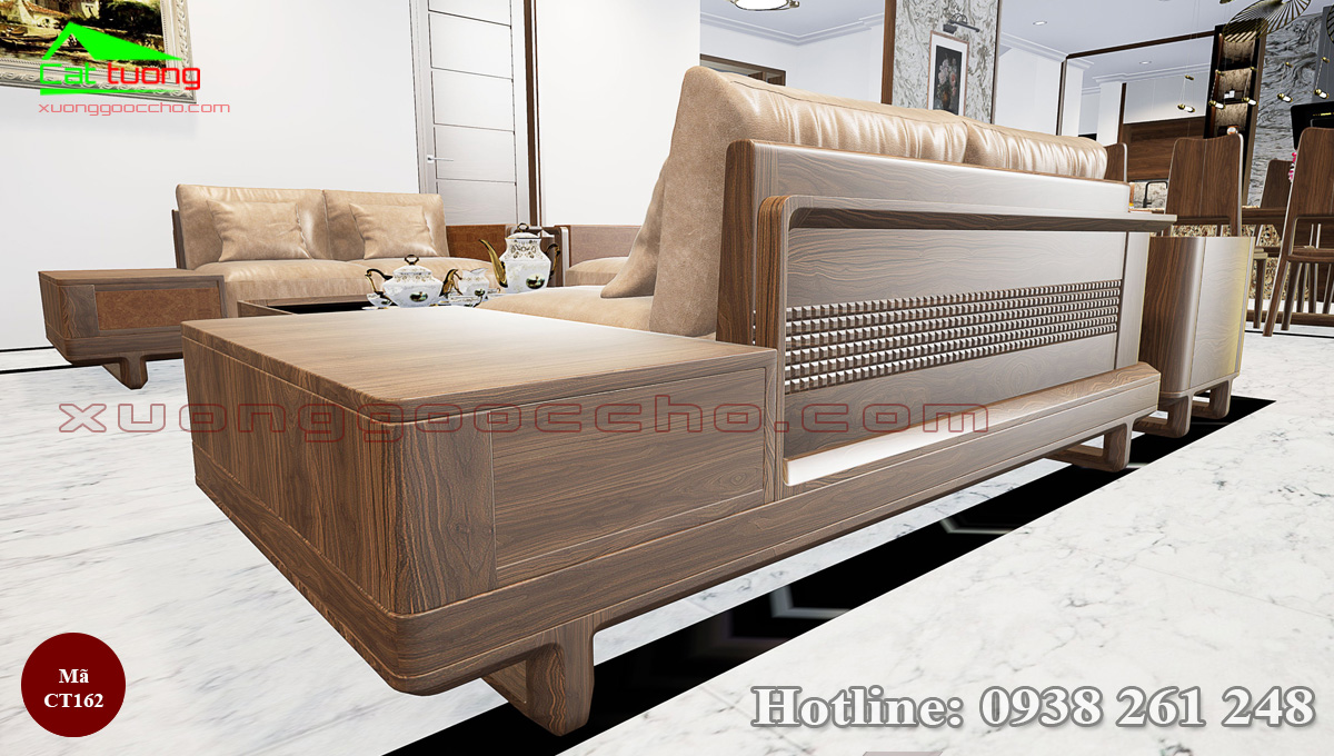 sofa gỗ óc chó CT162c