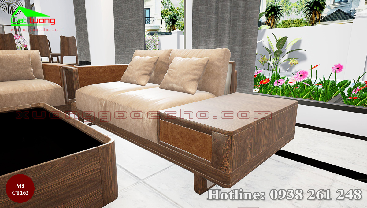 sofa gỗ óc chó CT162d