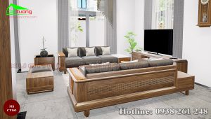sofa gỗ óc chó CT163e