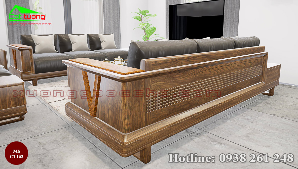 sofa gỗ óc chó CT163f