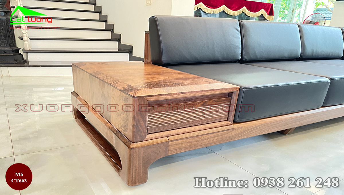 sofa gỗ óc chó CT165r