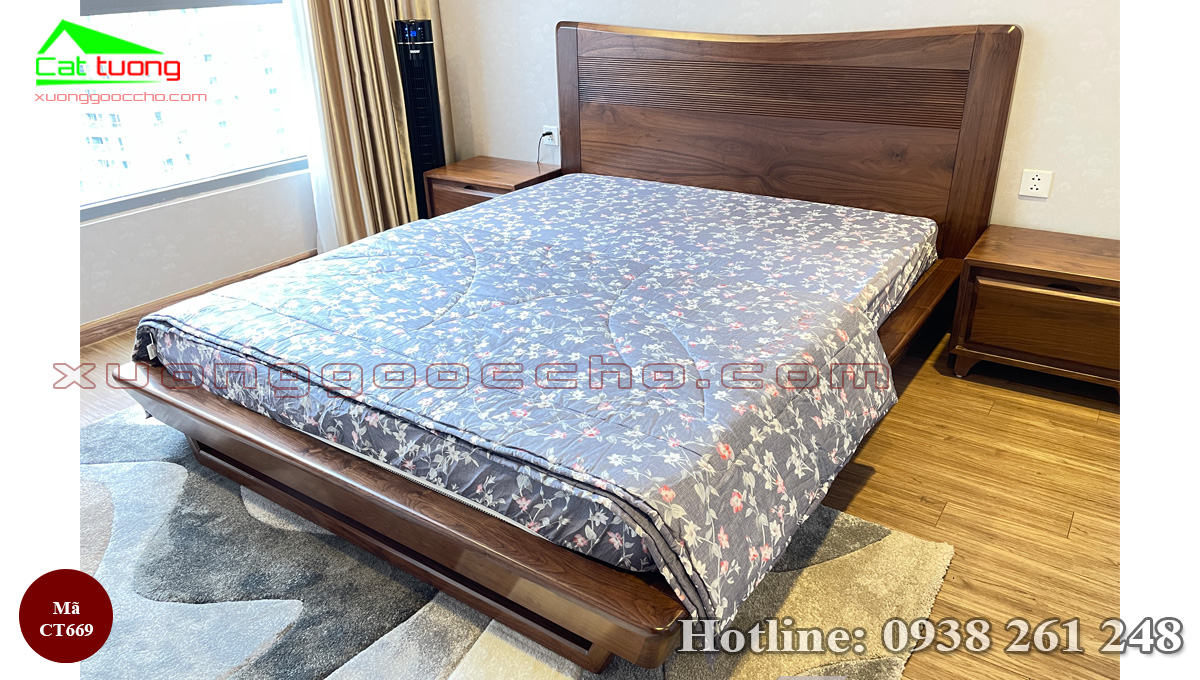 giường gỗ óc chó CT669b