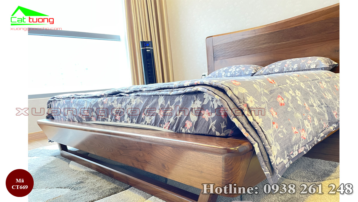 giường gỗ óc chó CT669p